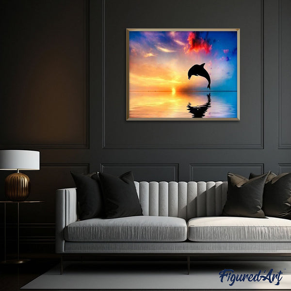 paint by numbers | Dolphin at Sunset | animals dolphins intermediate | FiguredArt