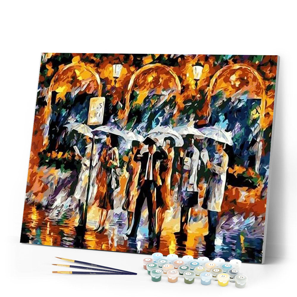 paint by numbers | Waiting for the bus in the Rain | advanced cities | FiguredArt