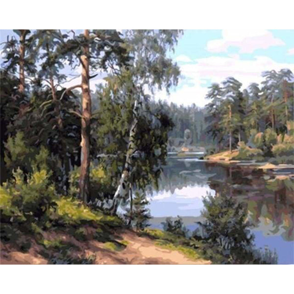paint by numbers | Near the River | advanced landscapes trees | FiguredArt