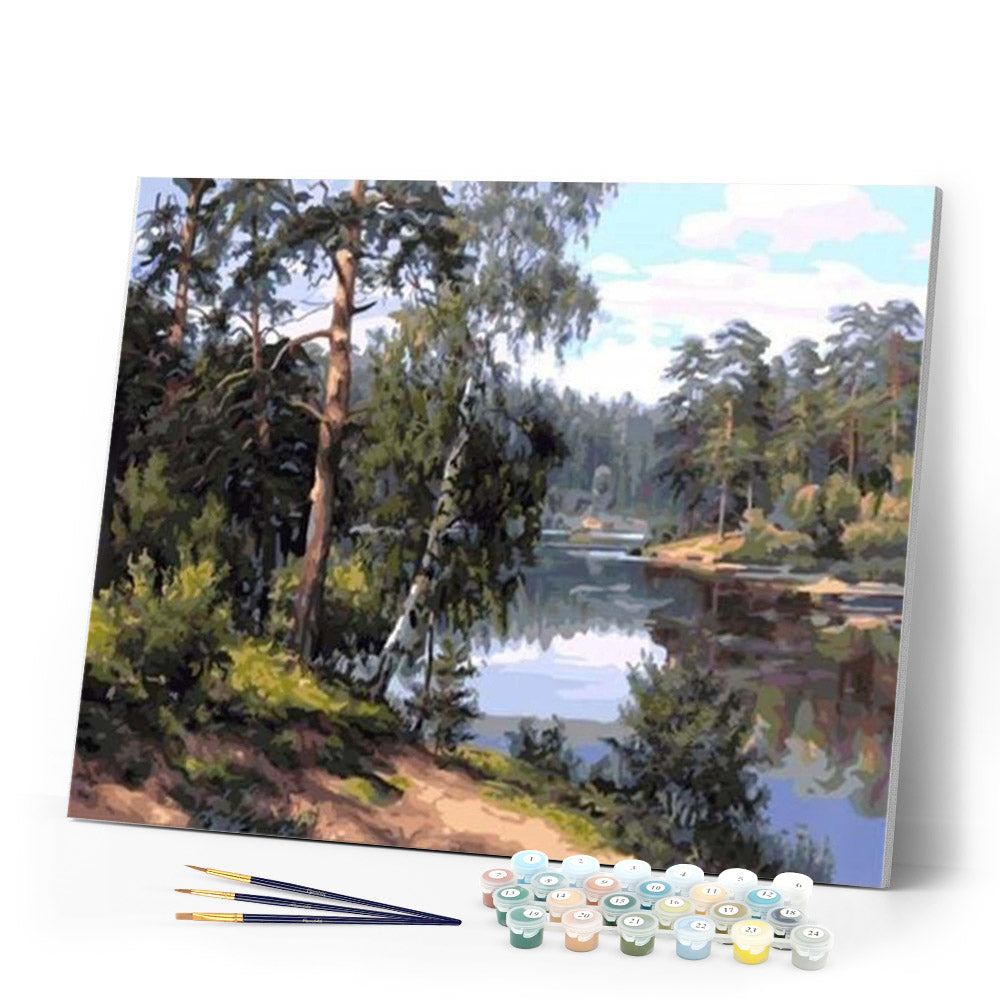 paint by numbers | Near the River | advanced landscapes trees | FiguredArt