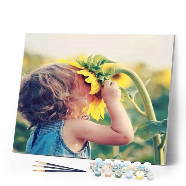 paint by numbers | Girl and Flower | flowers intermediate | FiguredArt