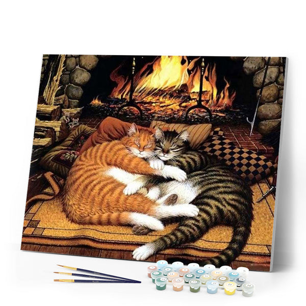 paint by numbers | Cats hugging | animals cats intermediate | FiguredArt