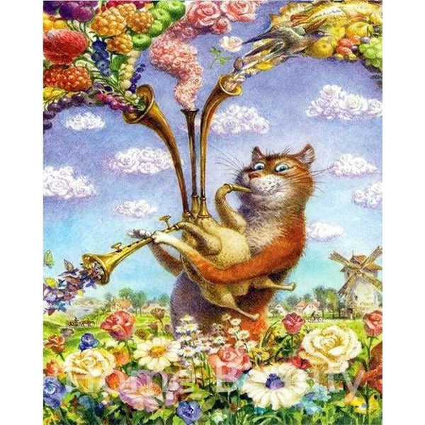 paint by numbers | Cat playing Trumpet | animals cats intermediate | FiguredArt