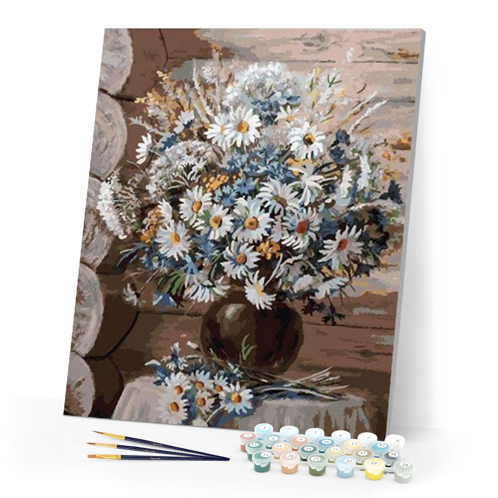 Paint by numbers | Vase of Daisies | flowers intermediate | Figured'Art