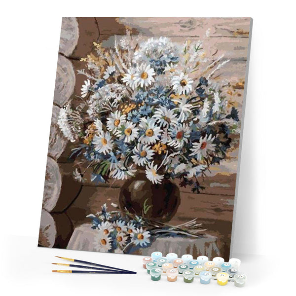 Paint by numbers | Vase of Daisies | flowers intermediate | Figured'Art