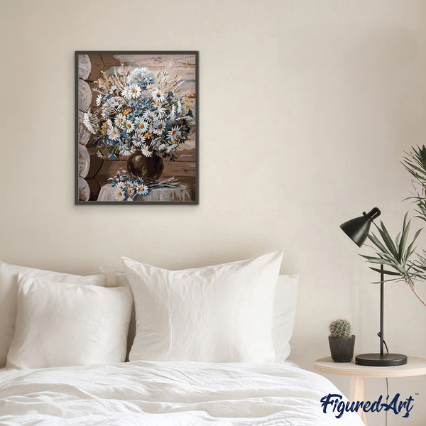 Paint by numbers | Vase of Daisies | flowers intermediate | Figured'Art