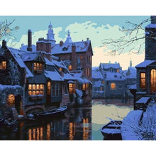 Load image into Gallery viewer, Paint by numbers | Night city in the snow | easy cities | Figured&#39;Art