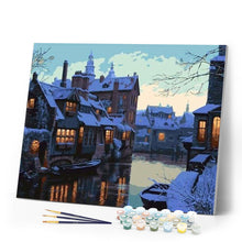 Load image into Gallery viewer, Paint by numbers | Night city in the snow | easy cities | Figured&#39;Art