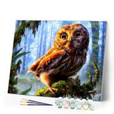 paint by numbers | Owl perched on a branch | advanced animals owls trees | FiguredArt