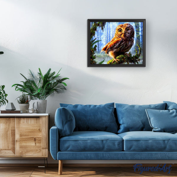 paint by numbers | Owl perched on a branch | advanced animals owls trees | FiguredArt
