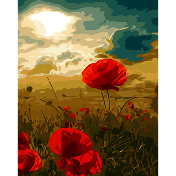 paint by numbers | Red Flowers and Sunlight | advanced flowers | FiguredArt