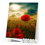 paint by numbers | Red Flowers and Sunlight | advanced flowers | FiguredArt