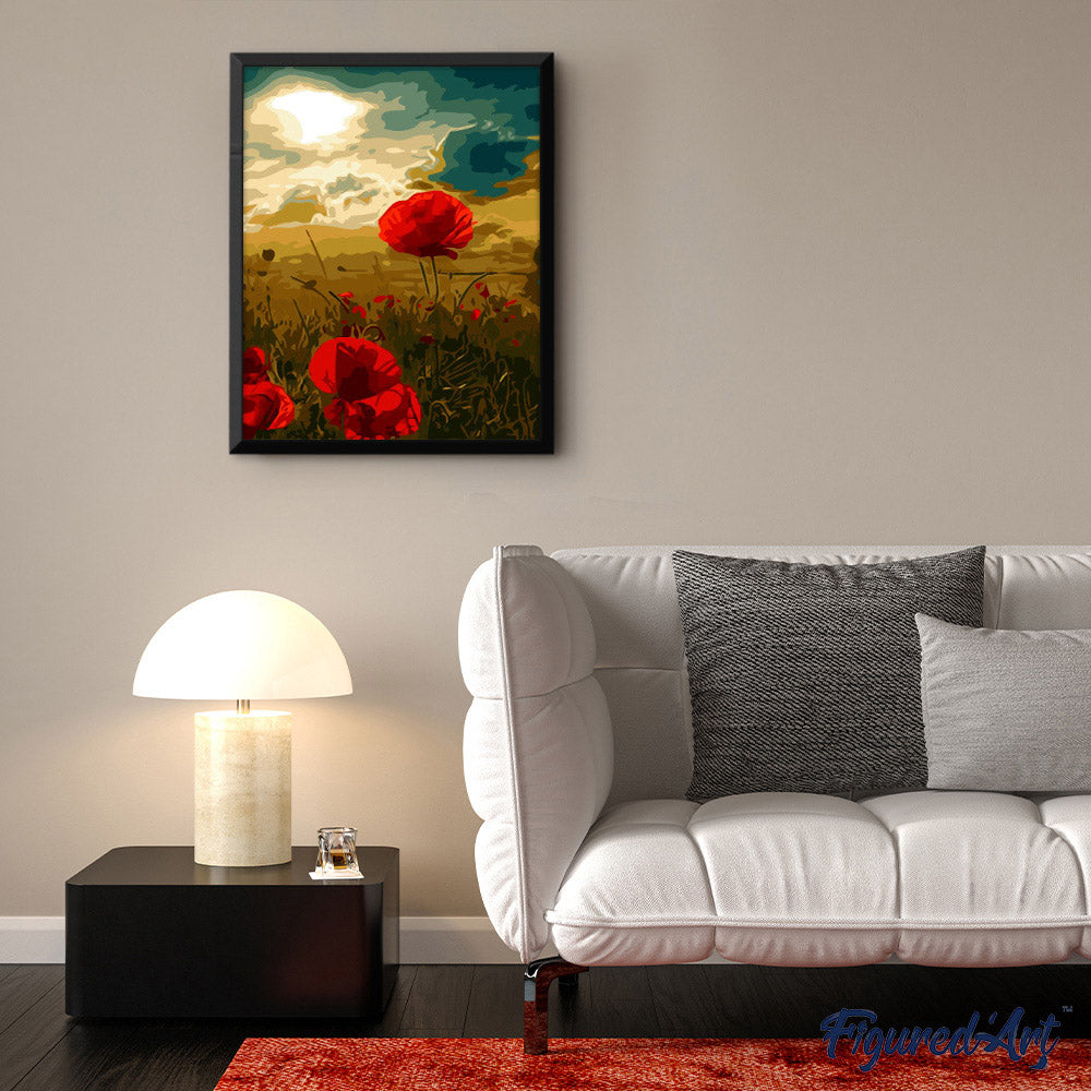 paint by numbers | Red Flowers and Sunlight | advanced flowers | FiguredArt
