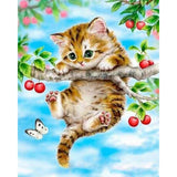 paint by numbers | Cat hanging from the tree | animals cats intermediate trees | FiguredArt