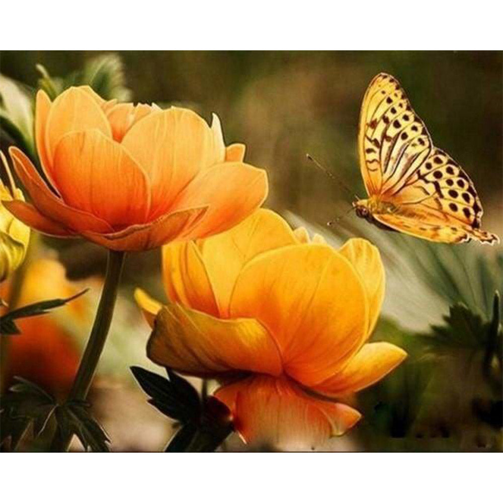 paint by numbers | Yellow Flower and Butterfly | animals butterflies easy flowers | FiguredArt