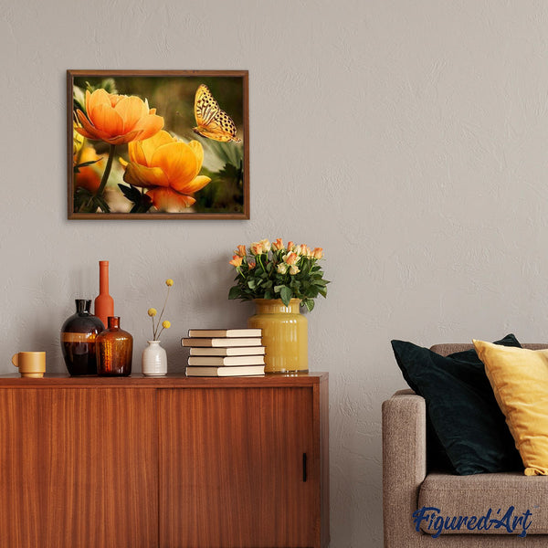 paint by numbers | Yellow Flower and Butterfly | animals butterflies easy flowers | FiguredArt