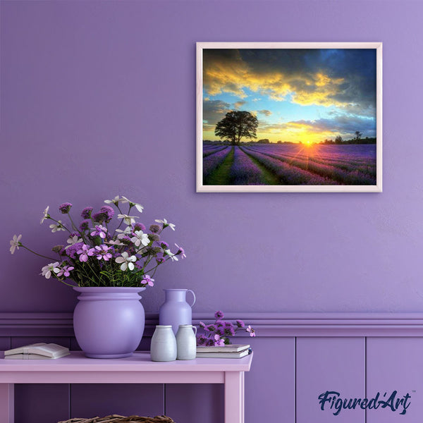 paint by numbers | Lilac Field And Sunset | advanced landscapes | FiguredArt
