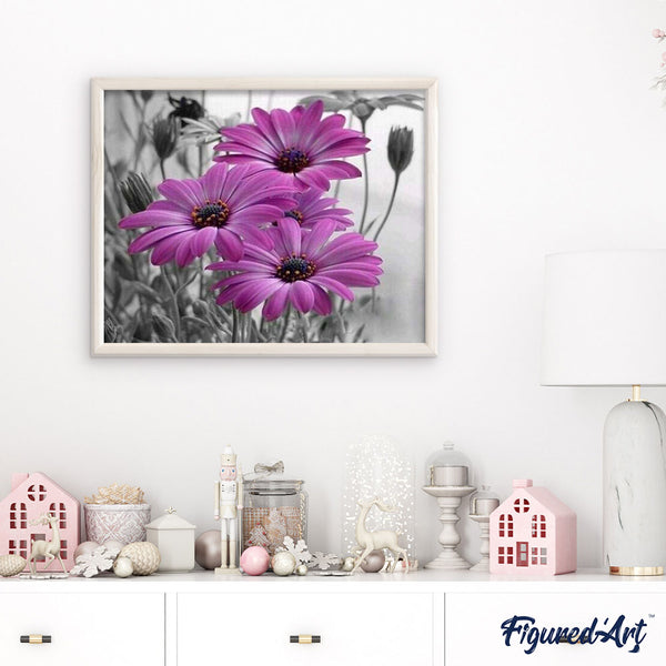 paint by numbers | Purple Marguerites | flowers intermediate | FiguredArt