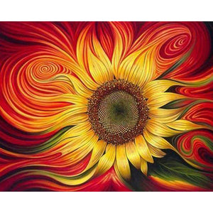 paint by numbers | Red Sunflower | flowers intermediate | FiguredArt