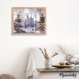 paint by numbers | Church and Snowy Road | advanced cities | FiguredArt