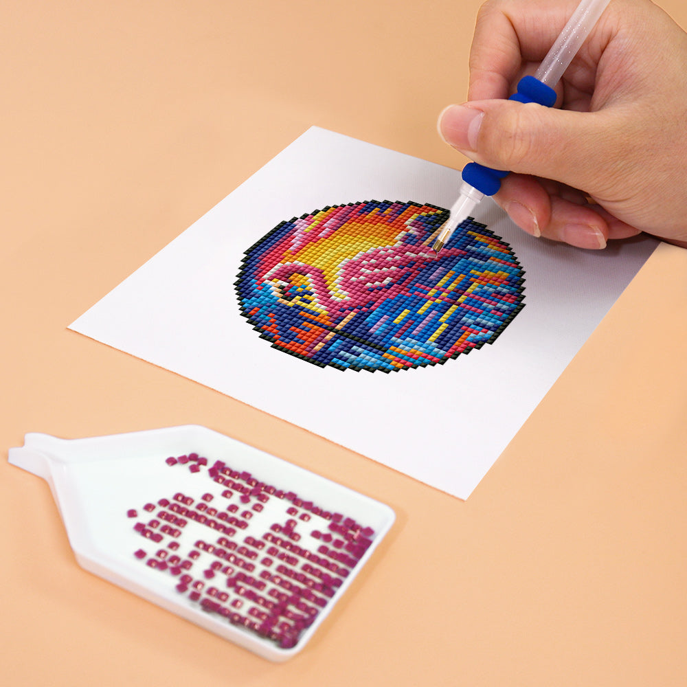 Mini Diamond Painting 6"x8" (4 pieces) - Tropical Birds And Sunset