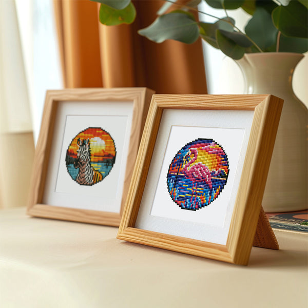 Mini Diamond Painting 6"x8" (4 pieces) - Tropical Birds And Sunset