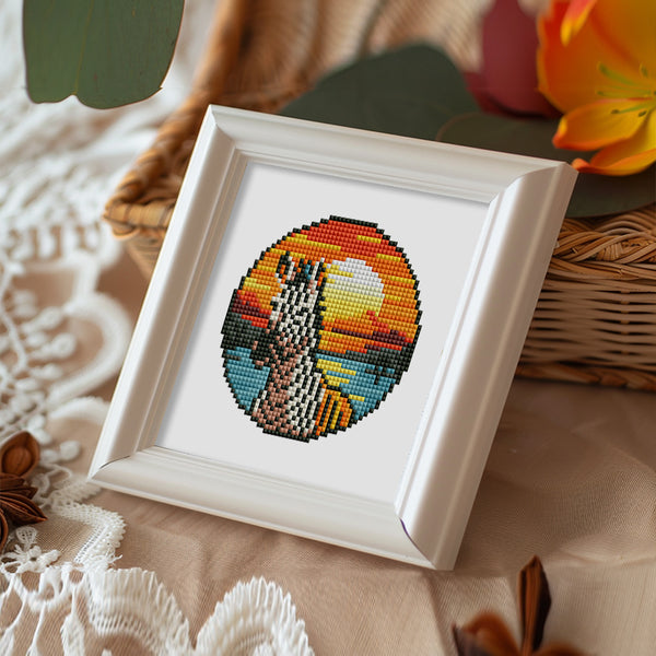 Mini Diamond Painting 6"x8" (4 pieces) - Tropical Birds And Sunset