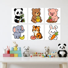 Load image into Gallery viewer, Mini Paint by Numbers Set 7.9"x7.9" (6 pieces) - Cute and Hungry