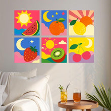 Load image into Gallery viewer, Mini Paint by Numbers Set 7.9"x7.9" (6 pieces) - Fruit and Celestial Pop