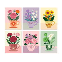 Load image into Gallery viewer, Mini Paint by Numbers Set 5.9"x7.9" (6 pieces) - Teacup Blooms Figured'Art