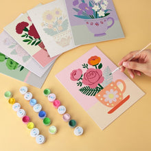 Load image into Gallery viewer, Mini Paint by Numbers Set 5.9"x7.9" (6 pieces) - Teacup Blooms