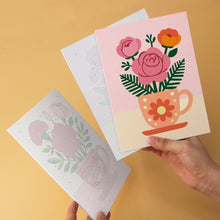 Load image into Gallery viewer, Mini Paint by Numbers Set 5.9"x7.9" (6 pieces) - Teacup Blooms