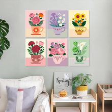 Load image into Gallery viewer, Mini Paint by Numbers Set 5.9"x7.9" (6 pieces) - Teacup Blooms