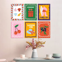 Load image into Gallery viewer, Mini Paint by Numbers Set 5.9"x7.9" (6 pieces) - Summer Vibes 1