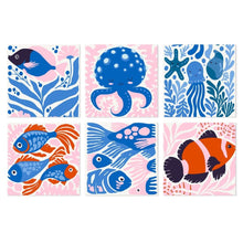 Load image into Gallery viewer, Mini Paint by Numbers Set 7.9"x7.9" (6 pieces) - Deep Blue Wonders Figured'Art