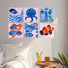 Load image into Gallery viewer, Mini Paint by Numbers Set 7.9"x7.9" (6 pieces) - Deep Blue Wonders