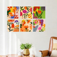 Load image into Gallery viewer, Mini Paint by Numbers Set 7.9"x7.9" (6 pieces) - Abstract Garden