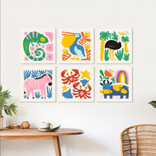 Load image into Gallery viewer, Mini Paint by Numbers Set 7.9"x7.9" (6 pieces) - Painted Wildlife 2
