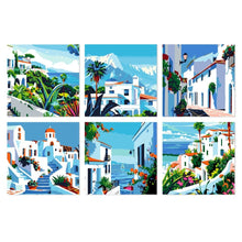 Load image into Gallery viewer, Mini Paint by Numbers Set 7.9"x7.9" (6 pieces) - Mediterranean Brushstrokes Figured'Art