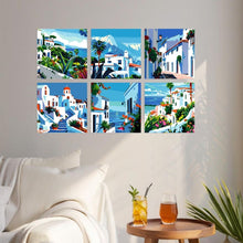 Load image into Gallery viewer, Mini Paint by Numbers Set 7.9"x7.9" (6 pieces) - Mediterranean Brushstrokes