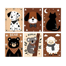 Load image into Gallery viewer, Mini Paint by Numbers Set 5.9"x7.9" (6 pieces) - Cozy Critters Figured'Art