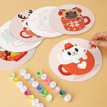 Load image into Gallery viewer, Mini Paint by Numbers Set - Discs Ø7.9" (6 pieces) - Cats in Christmas Mugs