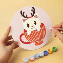 Load image into Gallery viewer, Mini Paint by Numbers Set - Discs Ø7.9" (6 pieces) - Cats in Christmas Mugs