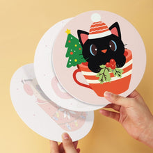 Load image into Gallery viewer, Mini Paint by Numbers Set - Discs Ø7.9" (6 pieces) - Cats in Christmas Mugs