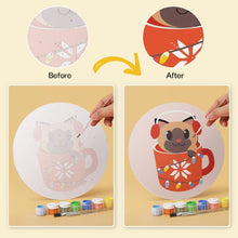 Load image into Gallery viewer, Mini Paint by Numbers Set - Discs Ø7.9" (6 pieces) - Cats in Christmas Mugs