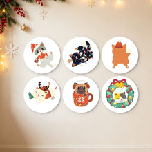 Load image into Gallery viewer, Mini Paint by Numbers Set - Discs Ø7.9" (6 pieces) - Festive Critter