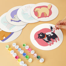 Load image into Gallery viewer, Mini Paint by Numbers Set - Discs Ø7.9" (6 pieces) - Cat Portrait