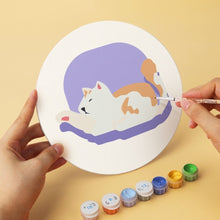 Load image into Gallery viewer, Mini Paint by Numbers Set - Discs Ø7.9" (6 pieces) - Cat Portrait