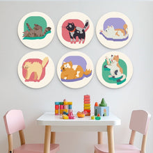 Load image into Gallery viewer, Mini Paint by Numbers Set - Discs Ø7.9" (6 pieces) - Cat Portrait