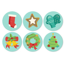 Load image into Gallery viewer, Mini Paint by Numbers Set - Discs Ø7.9" (6 pieces) - Mint Christmas Icons